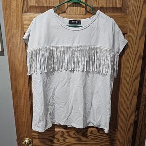White Fringe Women Top